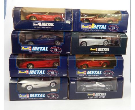 Various Revell metal 1:18 scale die cast cars, to include BMW 507, 21cm wide, etc, (8, boxed). 