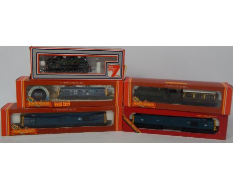 A Hornby OO gauge boxed locomotive, Great Western 2744, 4.5cm high and carriage (boxed) and various other boxed 00 gauge scal