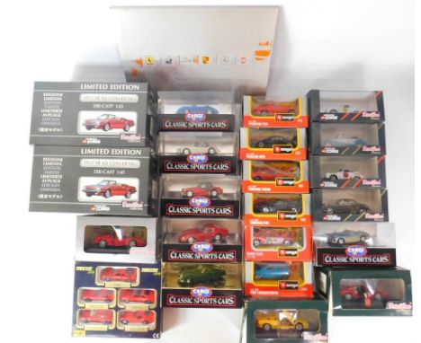 Various Corgi and Burago model cars, to include Detail Cars Titanium marketed by Corgi, The Ferrari Collection by Maisto, Bur