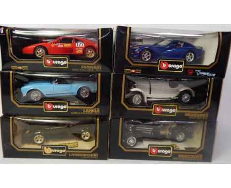 Various Burago die cast vehicles, to include 1:18 scale Ferrari, 348TB, with articulated part, 21cm wide, various others, etc