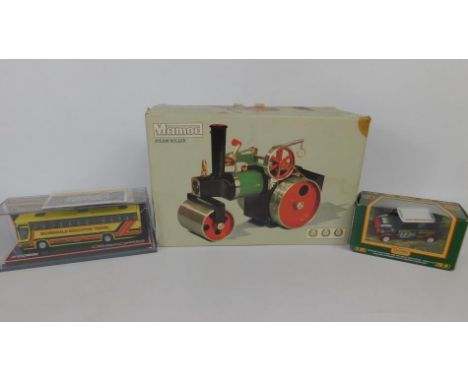 A Mamod steam roller, in original box, a Silverdale Executive Travel Original Omnibus Corgi Collector's Item and an Eddie Sto