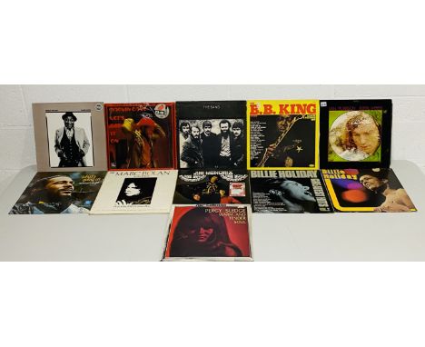 A collection of various classic rock, soul, blues etc 12" vinyl records including Percy Sledge, Marvin Gaye, Marc Bolan & T-R