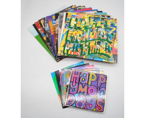 A collection of seventeen 7" and 12" vinyl records by Happy Mondays, including 'Pills 'N' Thrills And Bellyaches', 'Bummed', 
