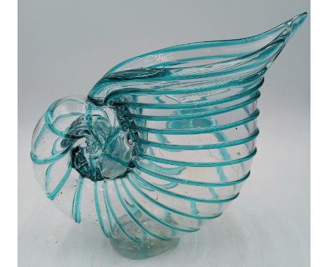 An art glass vase in the form of an ammonite shell 27cm high.