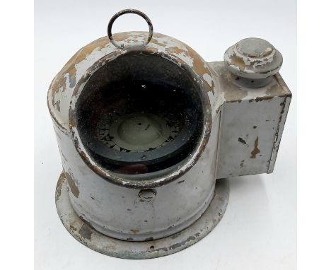 A Marine ship's gimballed compass in painted brass case.
