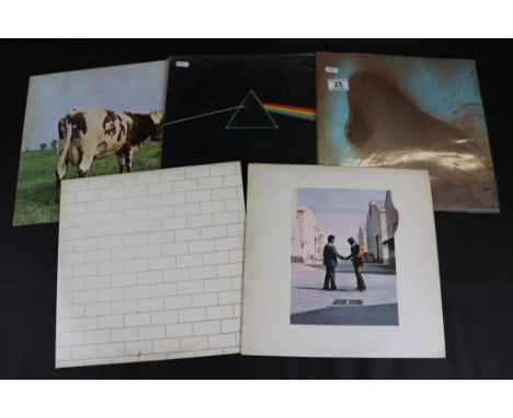Vinyl - Pink Floyd - 5 LP's to include Meddle, Atom Heart Mother, Wish You Were Here, Dark Side Of The Moon (no inserts), The