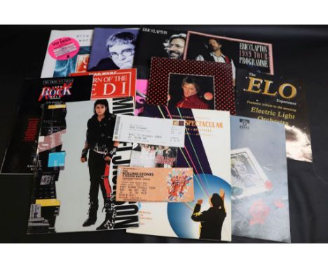 Rock/pop/theatre programmes, a selection of 12 issues, 1980s onwards, to include Eric Clapton, ELO, Dire Straits, Michael Jac