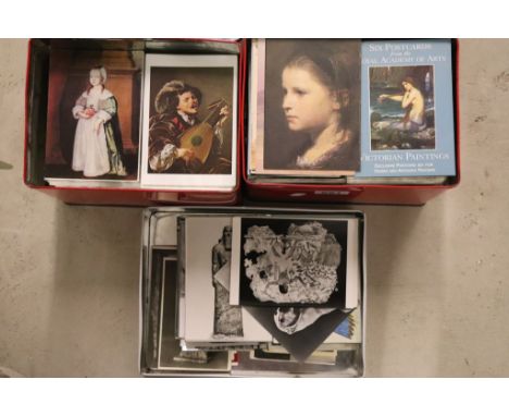 Three tins of Art & Sculpture related Postcards