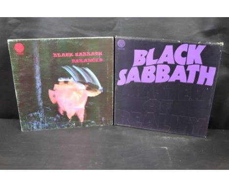 Vinyl - Two Black Sabbath LP's to include Paranoid (Vertigo 6360 011 large swirl label) sleeve Gd with hand written name in p