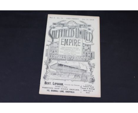 Sheffield United First team programme versus Manchester City dated 21/01/1905. Item is ex-bound volume