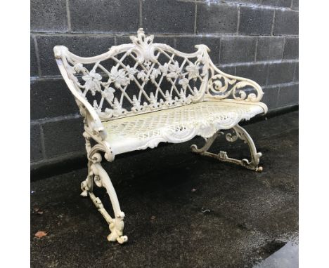 Coalbrookdale style bench cream painted metal bench, W109cm - Condition Report 