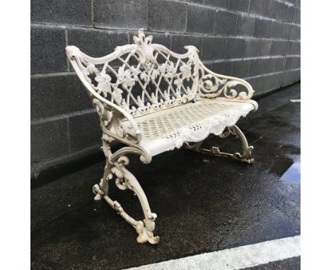 Coalbrookdale style bench cream painted metal bench, W109cm - Condition Report 