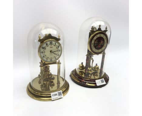 Late 20th century Kundo anniversary clock with enamel Arabic dial decorated with floral garlands and a late 20th century Koma