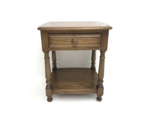 Ercol elm Golden Dawn finish lamp table,single drawer, baluster supports joined by solid undertier, W48cm, H54cm, D45cm   - C