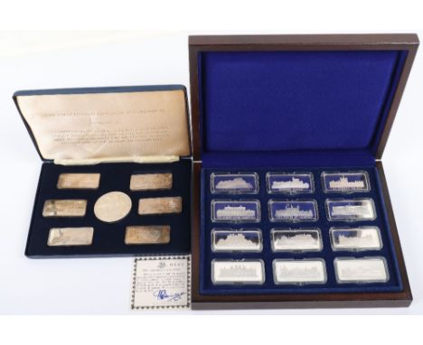 Silver ingots of Royal palaces and castles, set of twelve (each 31g), with commemorative set of First United Kingdom Referend