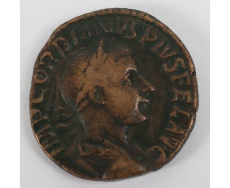 Gordian III, Sestertius, Rome, AD 241-243, IMP GORDIANVS PIVS FEL AVG, draped and laureate bust, aVF