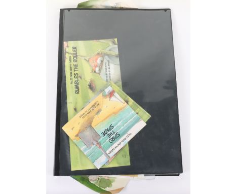 A folder of original artwork two works by Simon Hickes, Rumbles The Roller and Spiro The Spade, together with a copy of each 
