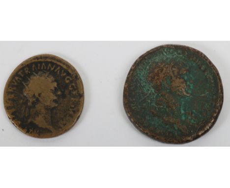 Two Trajan sestertius, both about fine, (2)