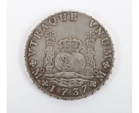 Mexico, Philip V, 1737, 8 Reales, Mexico City, crowned globe between pillars, VF, ex-John Poole Collection