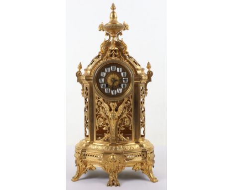 A good and large French ormolu mantle clock, movement stamped EB, 8-day movement striking on a bell, highly ornate openwork b