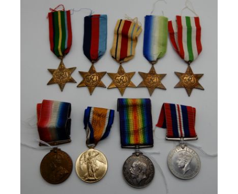 A lot comprising a WWI group of two to 8098 J R Patrick  tel, R.N.V.R., a WWII war medal, five stars and a special constabula