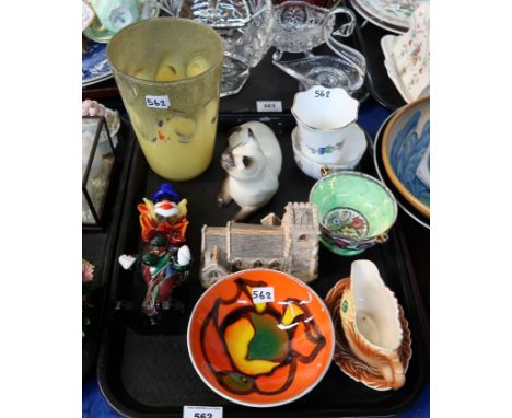 A Strathearn glass vase, Poole pottery dish, Murano glass clown and assorted other items Condition Report: Available upon req