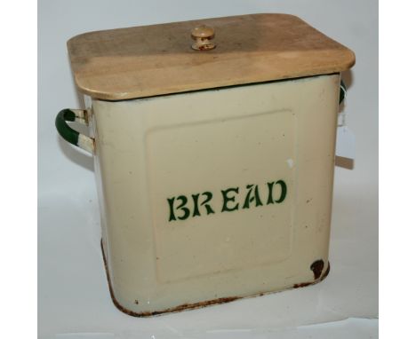 A vintage enamel bread bin, 30cm wide Condition Report: Available upon request