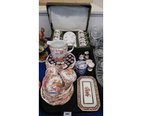 Royal Crown Derby teawares in A426 pattern, boxed Royal Worcester Arden coffee cans and saucers, and assorted other ceramics 