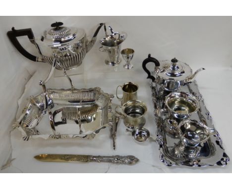 A tray lot of EP - tea service, teapot, tray, basket etc Condition Report: Available upon request