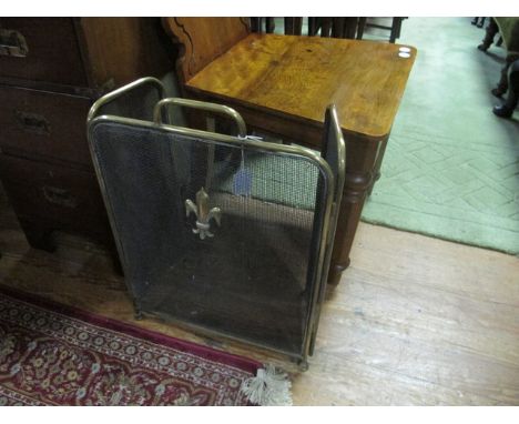 A BRASS MESH THREE FOLD FIRESCREEN