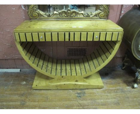 AN ART DECO STYLE WALNUT SIDE TABLE of rectangular outline the shaped moulded top with two frieze drawers raised on a U shape