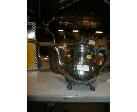Copper Kettle and a Plated Tea Pot