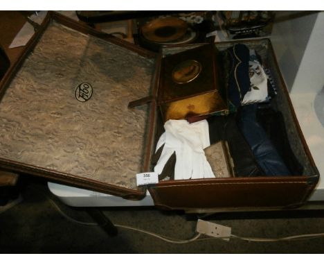 Vintage Suitcase and Contents inc Ladies Gloves etc