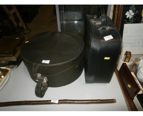 Ladies Vanity Case, Antler Hat Box and Vintage Hat