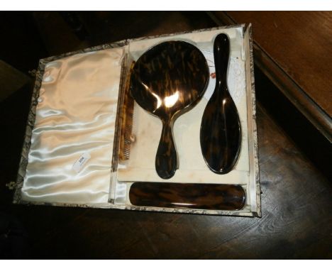 Vintage Boxed Tortoise Shell Dressing Table Set