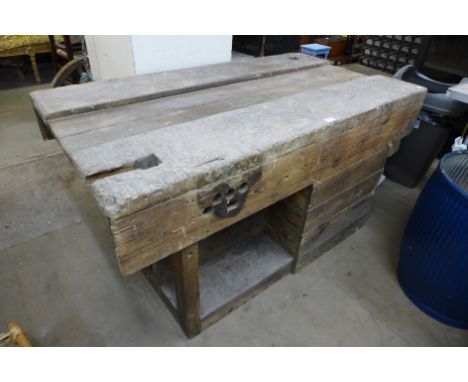 A pine work bench 