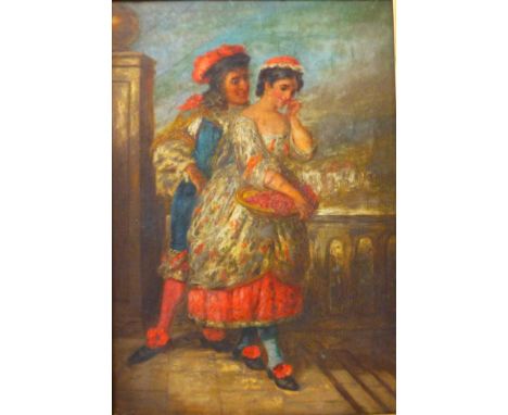 Italian School (19th Century), romantic portrait, oil on canvas, 46cm x 32cm, framed 