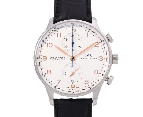 IWC Portugieser Chronograph IW371401 Herrenuhr. Edelstahl. Lederband mit originaler Schließe. Automatik Kal. 79350 in funktio