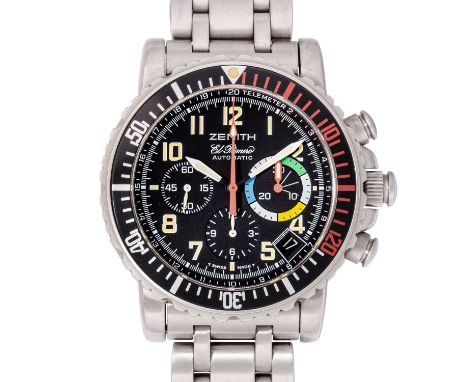 ZENITH Rainbow El Primero Ref 02048040524 Herren  Chronograph. Box und Papiere. Edelstahl. Automatik Werk Kal. 405  in funkti
