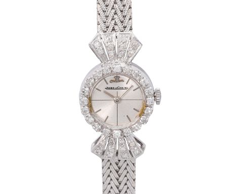 JAEGER-LECOULTRE Damen Schmuckuhr mit Diamanten. 18K Weißgold. Handaufzugswerk Kal. K840 in funktionsfähigem Zustand. Gute Ga