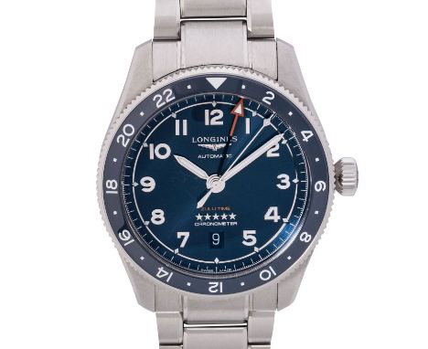 LONGINES "Spirit Zulu Time" Ref L3.812.4.93.2 Herrenuhr. Box und Papiere. Edelstahl, Automatik-Werk Kal. L888.4 in funktionsf