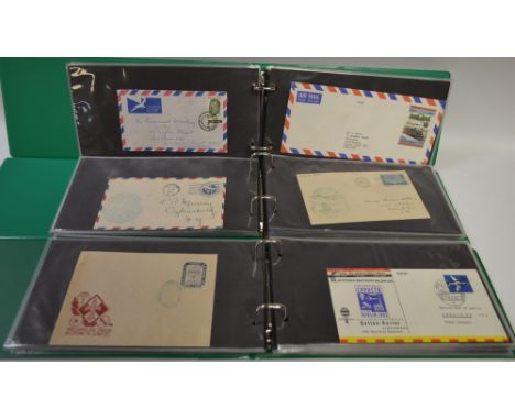 Stamps - three albums of flight covers, first flights, balloon post including signed, Commercial Air Mail (3) Condition Repor