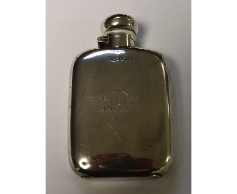 An early 20th century silver hip flask, Birmingham hallmarks, 100g