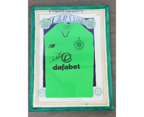 HENRIK LARSSON SIGNED CELTIC SHIRT,framed