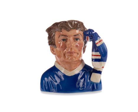 A ROYAL DOULTON RANGERS FC FOOTBALL SUPPORTERS CHARACTER JUG,D6929, modelled by Stanley James Taylor 12.5cm high.Condition ge