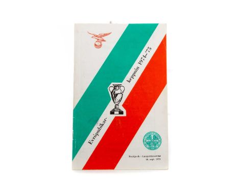 RARE CELTIC F.C. VS. VALUR REYKJAVIK EUROPEAN CUP PROGRAMME,16 September 1975