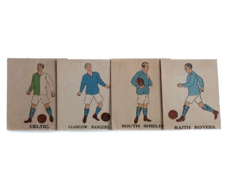 RARE BATTOCK'S FOOTBALL CARDS,comprising Celtic, Glasgow Rangers, Raith Rovers, and South Shields, by J.C. Battock (4)