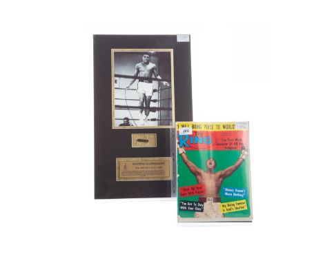 ORIGINAL SECTION OF MUHAMMAD ALI'S JUMPING ROPE,mounted with photo of Ali skipping in the ring, 51cm x 30cm overall, with RR 