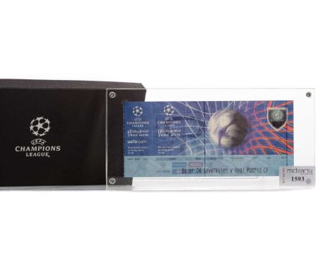 UEFA CHAMPIONS LEAGUE FINAL 2002 COMMEMORATIVE TICKET,of a limited edition and presented as an exclusive souvenir to commemor