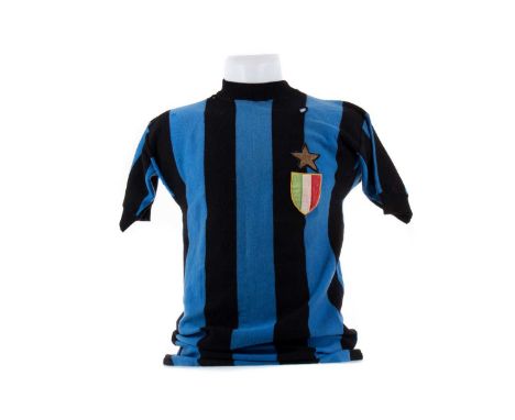 IMPORTANT INTERNAZIONALE (INTER MILAN) SHIRT,believed to be Mauro Bicicli's from 1966/67 season, emboridered gilt bullion sta